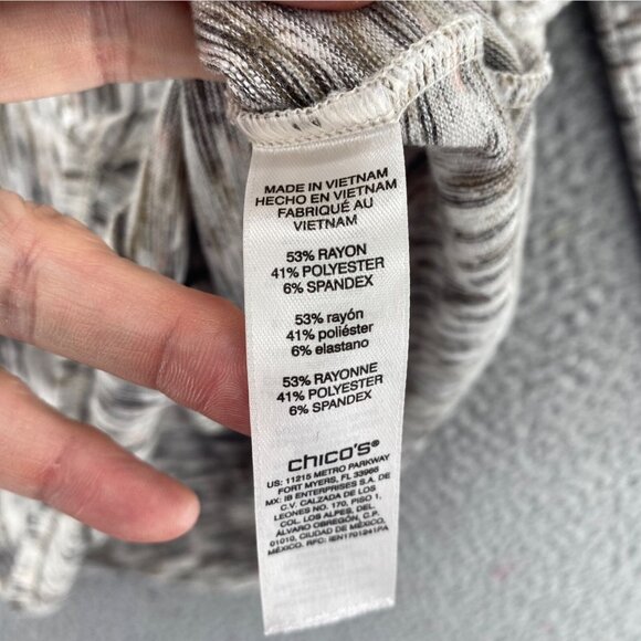 Chicos Top Womens 2 US Large Gray Volcanoe Spacedye Asymmetrical Spliced Tunic - Picture 6 of 11